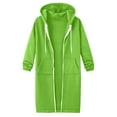 thumbnail image 4 of Kaprioy Long Hoodies For Women Zip Up Double Zipper Fleece Jacket Tunic Sweatshirts Winter Fall Fashion Clothes Oversized Jackets with Pockets Green, XXXXL, 4 of 8