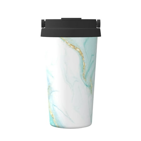 

Pofeuu Gold Lines Marble Watercolor Print Coffee Mug Iced Coffee Tumbler Cup Double Wall Vacuum Leak-Proof Thermos Mug CoffeeThermos Travel Mug