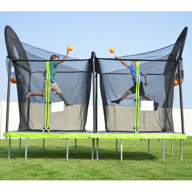 TruJump 12 x 6 Foot Battle Ball Trampoline, with Enclosure, Green