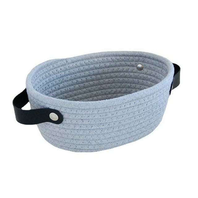 CNKOO Storage Basket with Handle Hand Woven Nordic Style Cotton Rope Desktop Organizer Storage Holder for Bedroom
