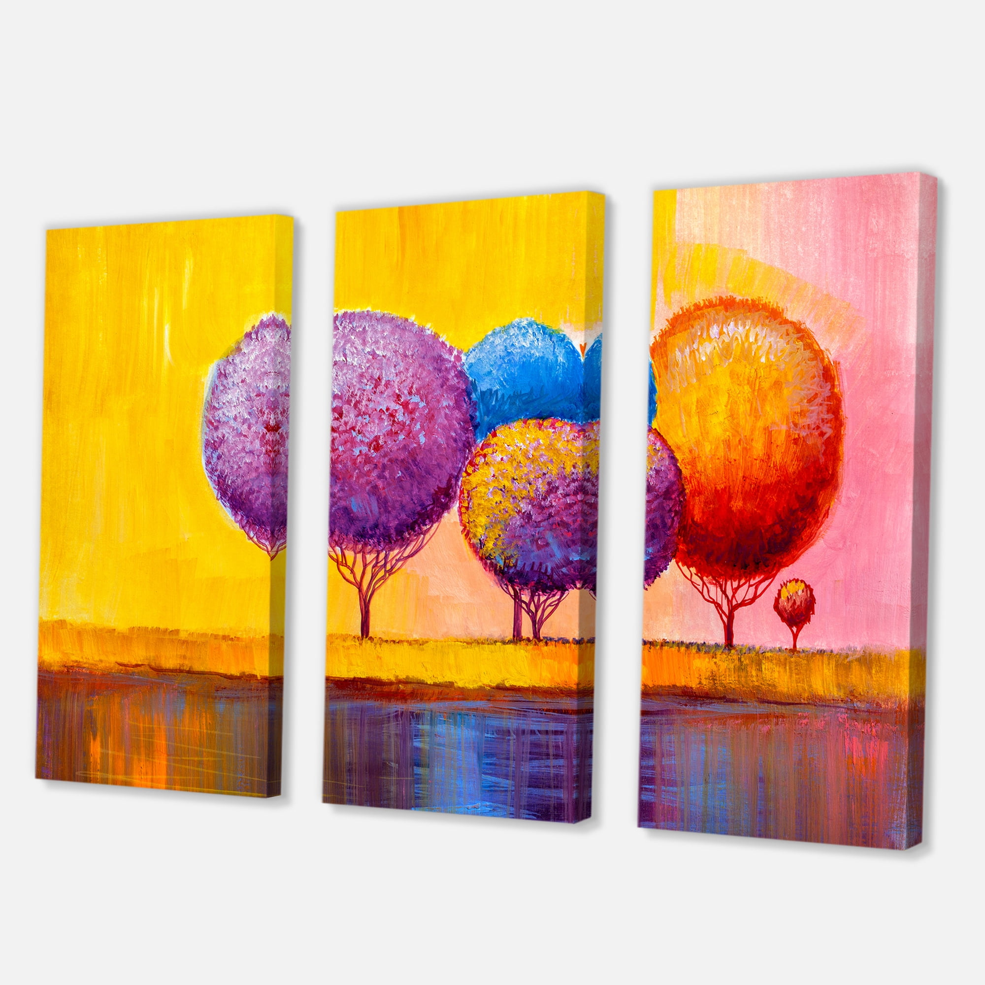 Designart ' Autumn Colorful Fantasy Trees I ' Modern Canvas Wall Art Print