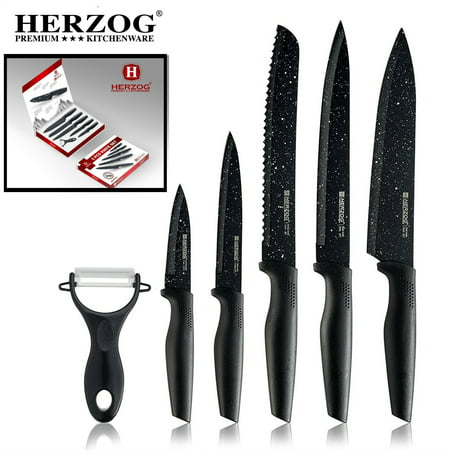 Imperial Collection 6 Piece Knife Set - Extremely Sharp High Quality Non-Stick Coating Kitchen Knives (Super Knife Best Quality)