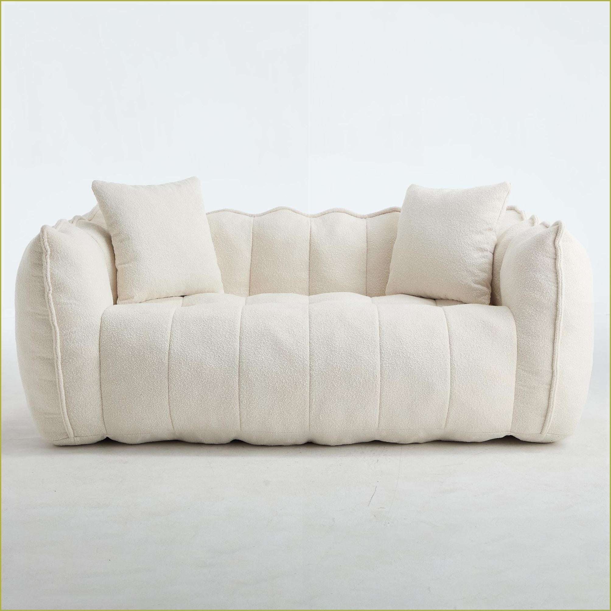 2-Person Soft Bean Bag Chair with High-Resilience Foam – Ideal for Family & Adults | Chenille | Square