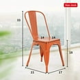 thumbnail image 7 of YRLLENSDAN 18" Seat Height Metal Chairs Set of 4，Dining Chairs Indoor/Outdoor Tolix Restaurant Chair Kitchen Chair 18” Seat Height Stackable Trattoria Metal Bar Chairs (Orange), 7 of 7