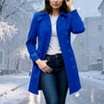 thumbnail image 5 of Women's Cobalt Blue Double Breasted Jacket Notch Collar Long Sleeve with Cuff Belts Classic Mid-Length Trench Coat Outerwear for Daily Wear Dark Blue, 5 of 5
