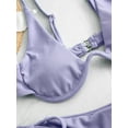 thumbnail image 7 of ZAFUL Women'Swimwear Ribbed Tie Side Underwire Bikini Swimsuit Light Purple L, 7 of 7