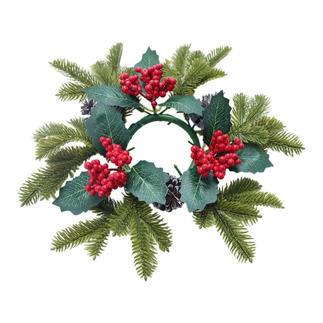 Guirlande Décorations de Noël et Décorations de Table Anneau de Bougie Pommes de Pin Baies Rouges Centre Suspendu