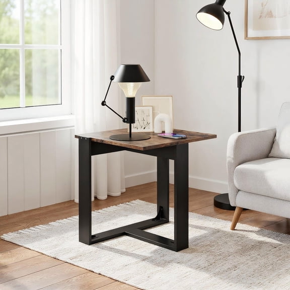 Barara King Industrial Nightstand Sofa Table with Metal Frame, Side End Table for Living Room, Bedroom, Home Office, Rustic Brown