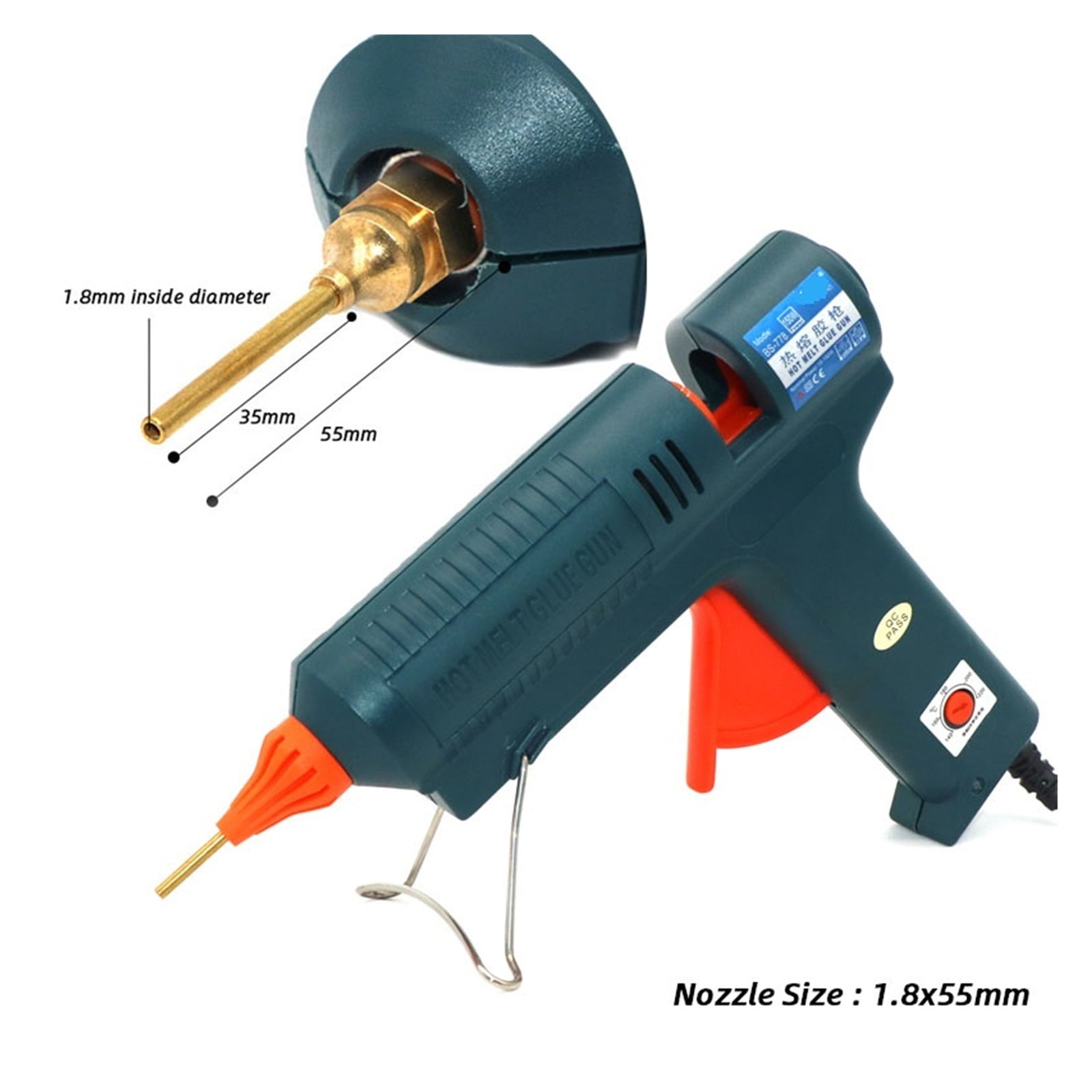 100W Long Copper Nozzle Hot Melt Glue Gun Adjustable Temperature for 11mm Glue Sticks Professional Indusrial Adhesive Glue Gun ,Effortless Crafting