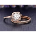 thumbnail image 2 of 3.05 Carat Moissanite Halo Diamond Trio Ring Set on Sale with 18k Gold Plating, 2 of 5