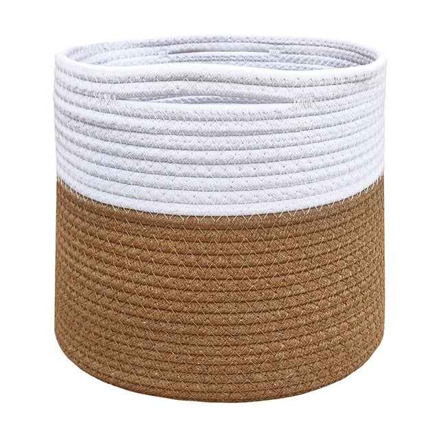 Cesta de Cuerda de Algodón PERFECT SPACE Modelo CC25 (25x25 cm, Plegable, Arpillera Mixta Blanco, Decoración Moderna, Interior/Hogar)