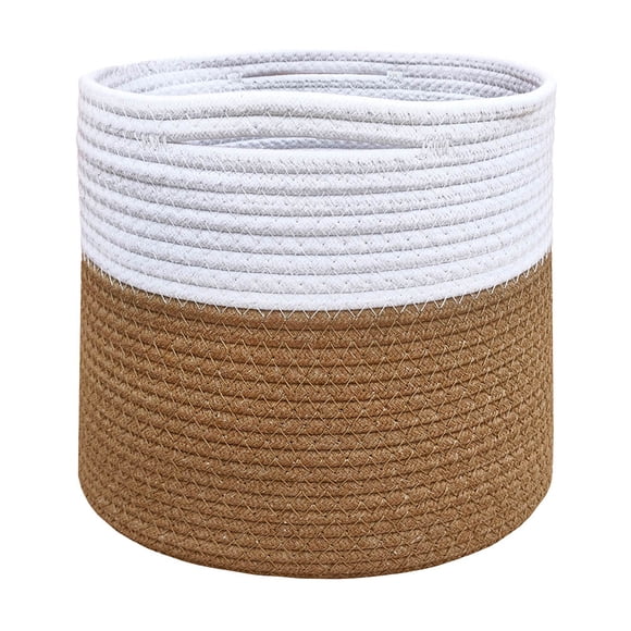 Cesta de Cuerda de Algodón PERFECT SPACE Modelo CC25 (25x25 cm, Plegable, Arpillera Mixta Blanco, Decoración Moderna, Interior/Hogar)
