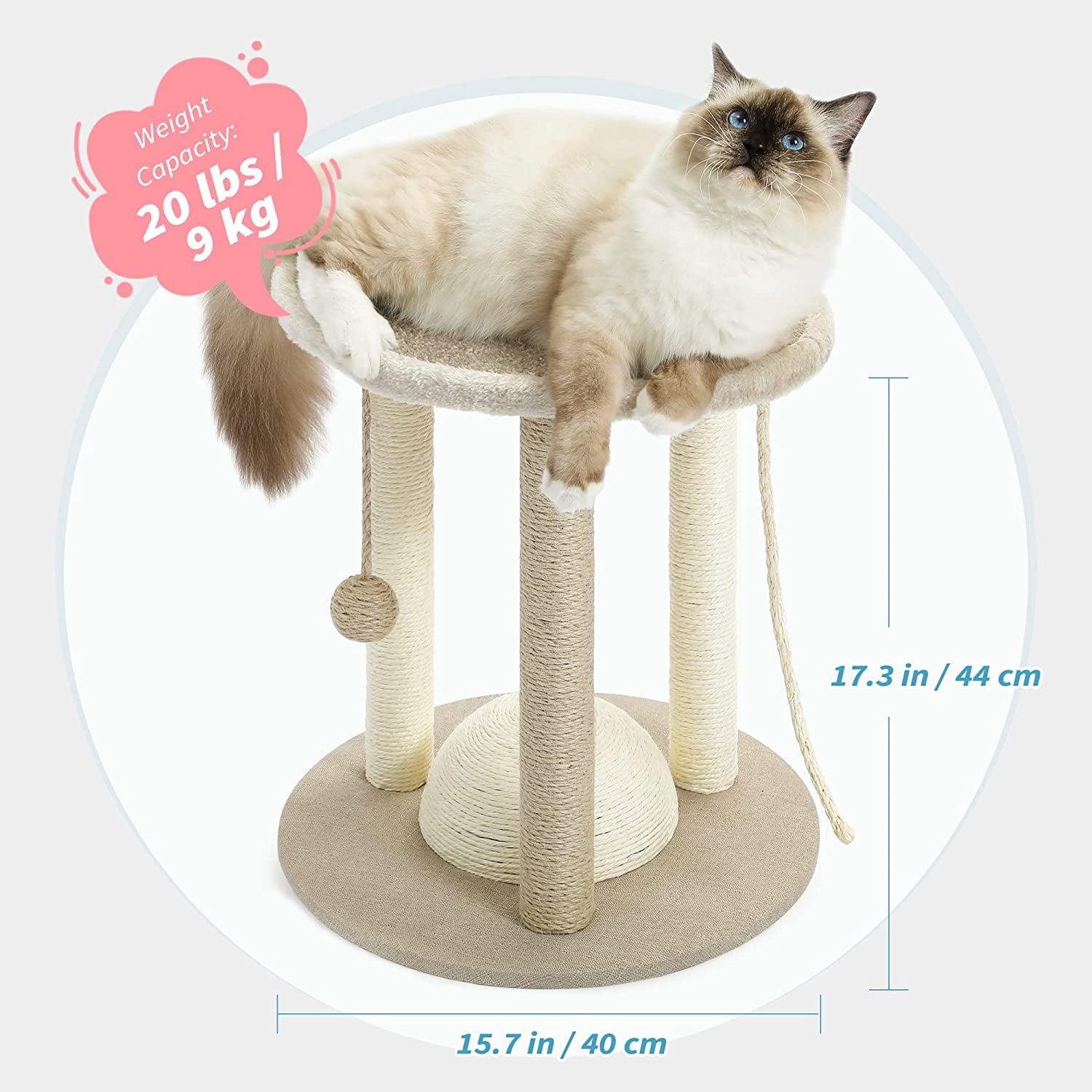 Made4Pets 17 in tall Small Cat 4 in 1 Kitten Scratch Scratching Posts with Assembly Tools, Beige