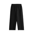 thumbnail image 4 of CAICJ98 Toddler Girls High Waisted Pants Girls Wide Leg Pants Casual Solid Trousers with Pockets Black,3-4 Years, 4 of 4