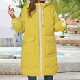 thumbnail image 2 of Breezora Women's Winter Thick Color Block Puffer Coat Mid Length Quilted Cotton Jacket XXL Size Yellow, 2 of 5
