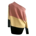 thumbnail image 4 of VerPetridure Women's Long Sleeve Crewneck Off Shoulder Pullover Sweaters Casual Loose Fit Color Block Knitted Sweaters Knitwear Tops, 4 of 5