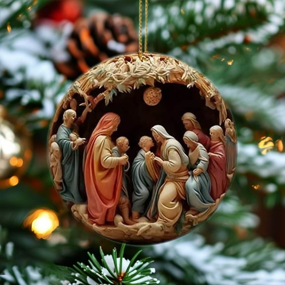 Nkmbld Christmas Tree Hanging Ornaments Nativity Scene Ornaments Religious Christmas Hanging Ornament for Tree Walls Windows Doors Home Party Garden