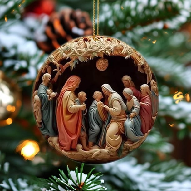 Puntoco Adornos Navideños Colgantes Adornos Navideños Planos Adornos de Belén para Árbol de Navidad Adornos Colgantes