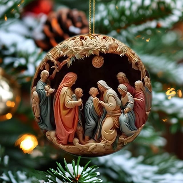 Kbndieu Decorative Products Christmas Hanging Decorations Flat Christmas Christmas Tree Nativity Scene Decorations Hanging Decoration Hangings Christmas Decorations
