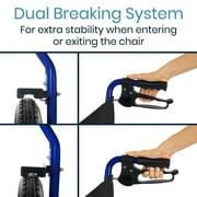 Vive Lightweight Foldable Transport Wheelchair with Handbrakes, Blue