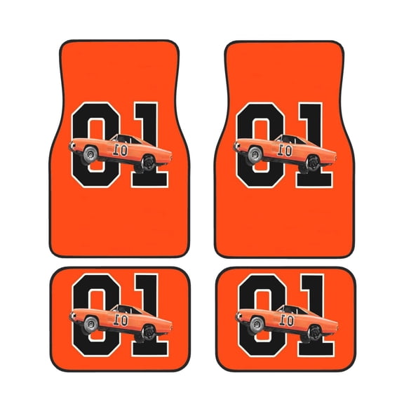 4PCS Dukes Haz-zard Car Floor Mats for Most Cars Sedan SUV Truck,All Weather Cute Front & Rear Automotive Floor Mats