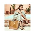 thumbnail image 7 of Gocvo Large PVC Tote Bag for Women, Fashion PVC Bag for Women, Kraft Paper Tote Handbags for Beach Work College, Khaki, 7 of 7
