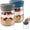 Blue+Grey 2PC, variant on Overnight Oats containers with Lids, Upgraded Easy Open quarter twist, 16 oz Glass Food Storage Jars, Wide Mouth Mason Salad Jars for Meal Prep, Coffee Beans, Grains, Loose Tea and More