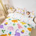 thumbnail image 3 of Homewish Kawaii Dino Twin Duvet Cover,Cartoon Wildlife Twin Bedding,White,Colorful Stars Reversible,2pcs,1 Duvet Cover and 1 Pillowcase, 3 of 6