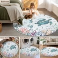 thumbnail image 5 of Round Rug 3.3Ft Washable Non-Slip, Teal Turtle Coastal Circle Area Rugs for Living Room Bedroom, Octopus Coral Summer Beach Starfish Indoor Floor Mats Carpet Runner for Home Decor Aesthetic, 5 of 8