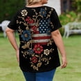 thumbnail image 5 of Dweltoz Women’s 250th Anniversary Usa Plus Size Shirt L-5xl V Neck Short Sleeve Patriotic 4th Of July T-Shirts Casual Loose Trendy Blouse,Red 5XL, 5 of 6
