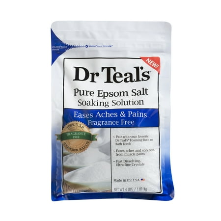 Dr Teal's Pure Epsom Salt Soaking Solution, Fragrance Free, 4