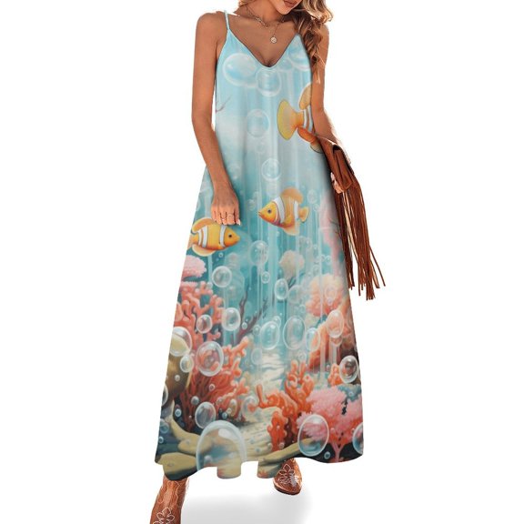Underwater World Ship Coral Sleeveless Dress Women's Luxury Party Dress Birthday Dresses for Women