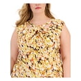 thumbnail image 3 of KASPER Womens Yellow Cut Out Twisted Neck Lined Printed Sleeveless Wear To Work Top Plus 2X, 3 of 4