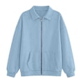 thumbnail image 5 of Full Zip Up Sweatshirt Women No Hood Oversized Casual Long Sleeve Collared Jacket 2026 Fall Winter Loose Clothes, S-3XL, 5 of 5