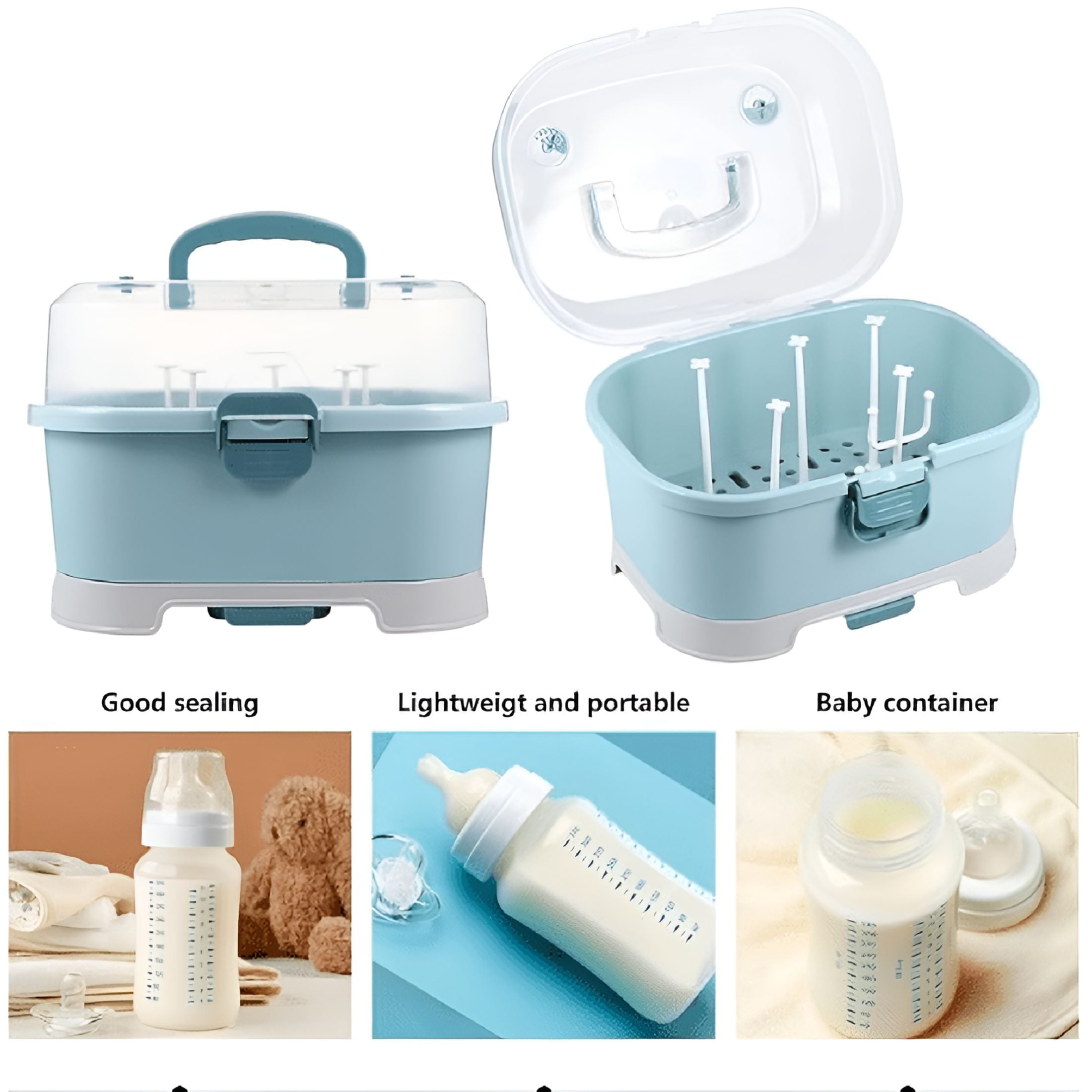 XIBUFE Large Storage Containers with Lids Baby Bottle Drying Rack Box Organizer Cover