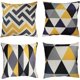 thumbnail image 1 of Juego de 4 fundas de cojín decorativas de lino amarillo y gris de 18 x 18 pulgadas, fundas de almohada geométricas de 45 x 45 cm, fundas de almohada cuadradas para muebles de exterior y jardín., 1 of 5