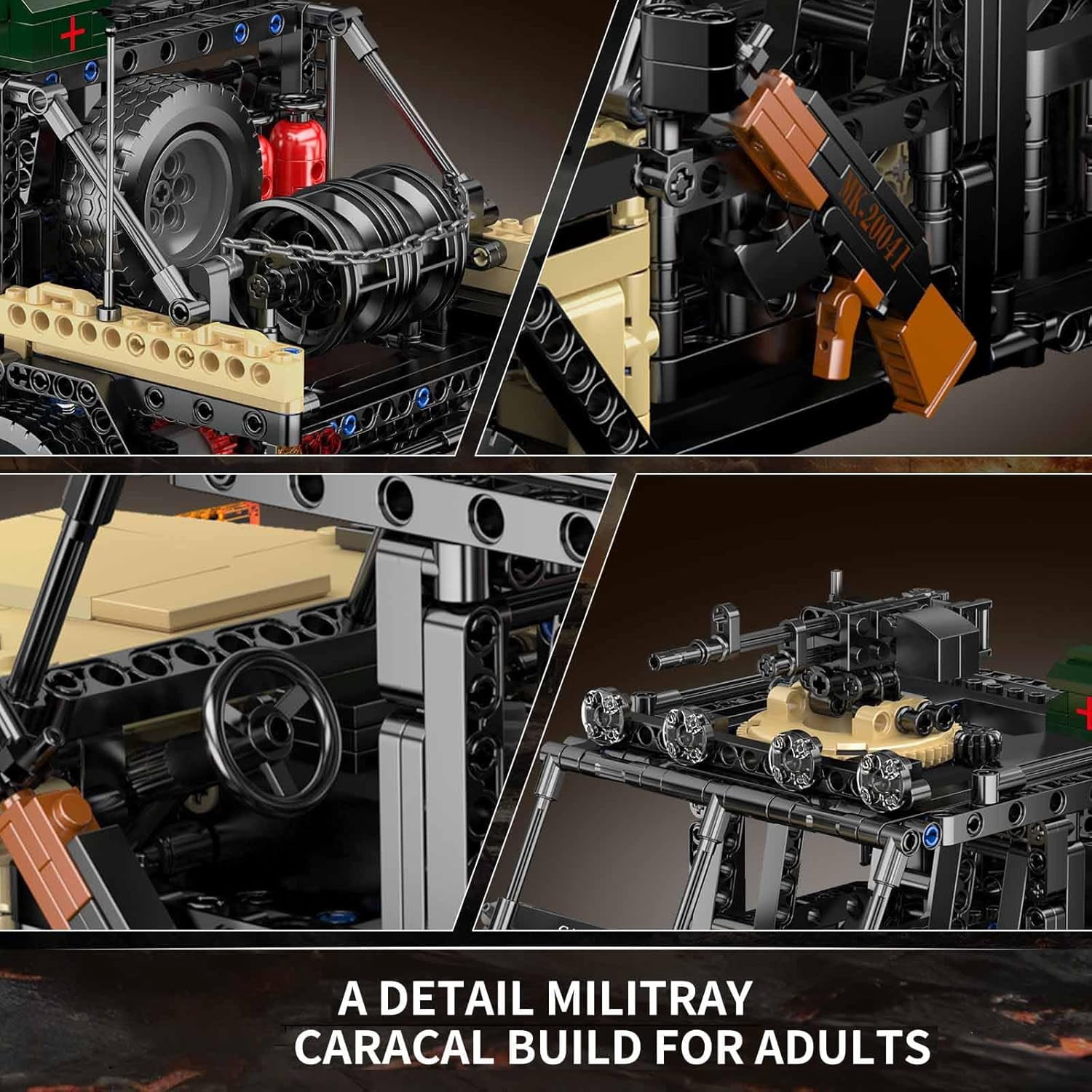Ylutex Military Off-Road Truck Building Block Set, Remote APP Control Assault Car Model Construction Building Block Kits, Adult Collectible Model Vehicle Sets(1577 Pieces)