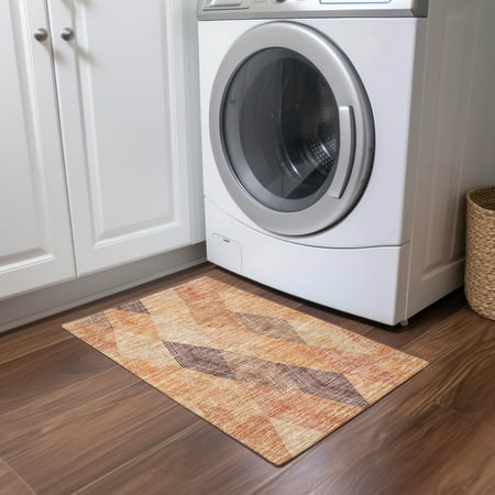 Addison Rugs Chantille Indoor/Outdoor Transitional Geometric Orange Washable Rectangle Rug, 1'8" x 2'6"