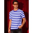 thumbnail image 2 of DARING DIVA Men's Striped Short Sleeve Crew Neck Casual Stripes T Shirt 2XL Blue White, 2 of 6