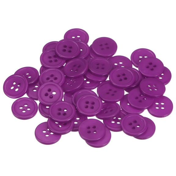 Uxcell 160pcs 24L Sewing Buttons 5/8"(15mm) Resin Round Flat 4-Hole Craft Buttons for Sewing Clothing and DIY, Purple