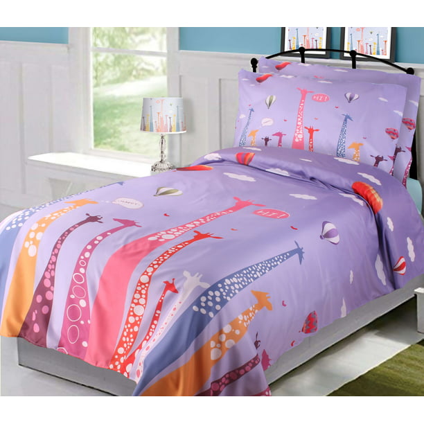 Golden Quality Bedding Twin 4 Pieces, Pink Twin Giraffe Bedding