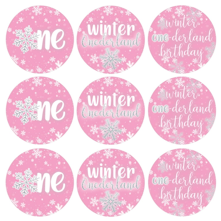 Onederland Snowflake Winter 1st Birthday Favor Stickers (Pink) –  Distinctivs Party