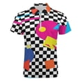 thumbnail image 4 of Retro Classic 1980s Shapes On Black And White Check Men Zipper T-shirt Summer Casual Short Sleeve T-shirt Top, 4 of 7