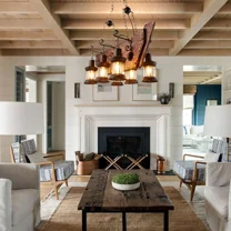 AFANQI 35 "wooden art 6-head boat shaped pendant light with adjustable hanging chain