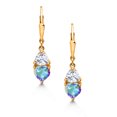 thumbnail image 2 of Gem Stone King 18K Rose Gold Plated Silver Mercury Mist Mystic Topaz and  White Moissanite Dangle Leverback Earrings for Women (2.94 Cttw, Gemstone November Birthstone, Heart Shape 6MM, Trillion 5MM), 2 of 4