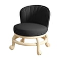thumbnail image 3 of Taburete de rueda de polea de asiento redondo de rodillo bajo, reposapiés pequeño, silla giratoria portátil resistente, Mini taburete móvil para Fitne Negro Macarena Asiento rodante bajo, 3 of 8
