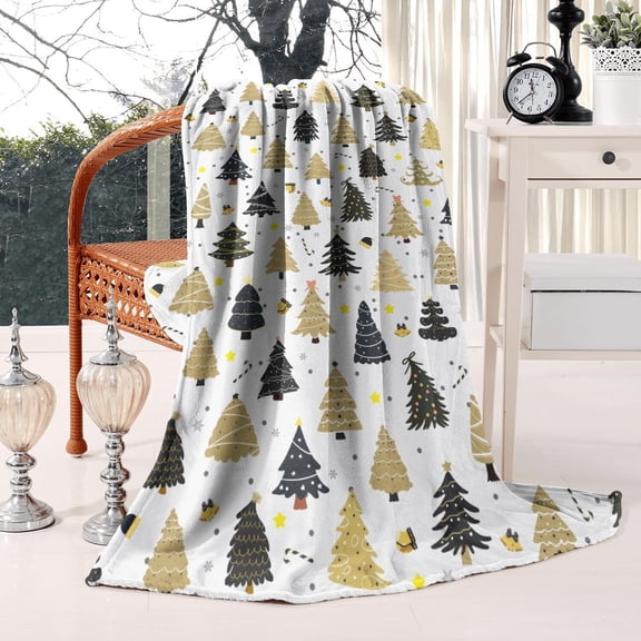 40"x50" Holiday Gift Flannel Throw Blanket - Christmas Themed Soft Blanket for Couch Sofa Living Room Decor
