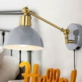 thumbnail image 5 of JONATHAN Y Lisa 18" Swing Arm 1-Light Modern Midcentury Iron USB Charging Port LED Sconce, Grey/Brass Gold, 5 of 9