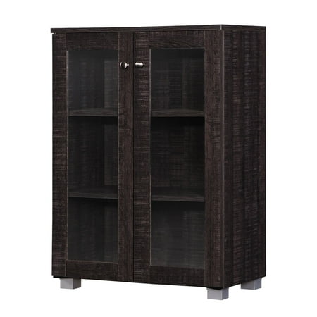 - Baxton Studio Mason Modern and Contemporary Dark Brown Multipurpose Storage Cabinet Sideboard with 2 Class Doors