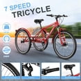 thumbnail image 2 of Lilypelle Adult Mountain Tricycle, 7 Speed 3 Wheel Bike, 24/26/27 Inch Adult Trikes w/ Front Suspension, All Terrain Tires, Large Rear Basket, Disc Brakes, Bottle Cage for Seniors, Women, Men, 2 of 8